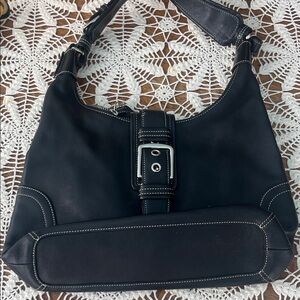 Coach Black Shoulder Bag with Silver Accents